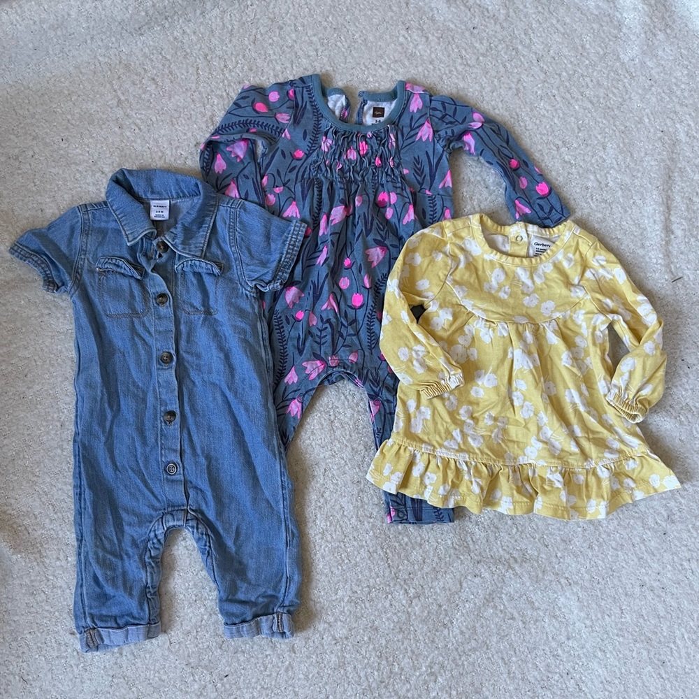 Baby girl jumpsuit and dress bundle